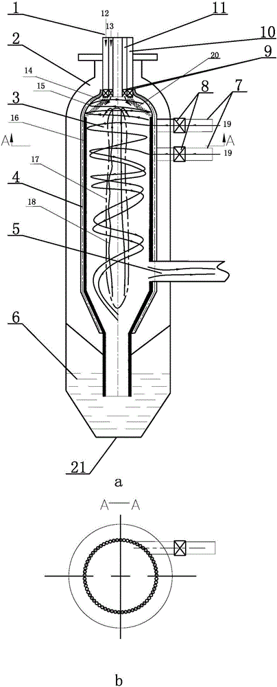 Gasifier device and method for gasifying pulverized coal by simultaneously feeding gasifying agents from top burner and furnace body layer by layer and strongly rotating gasifying agents