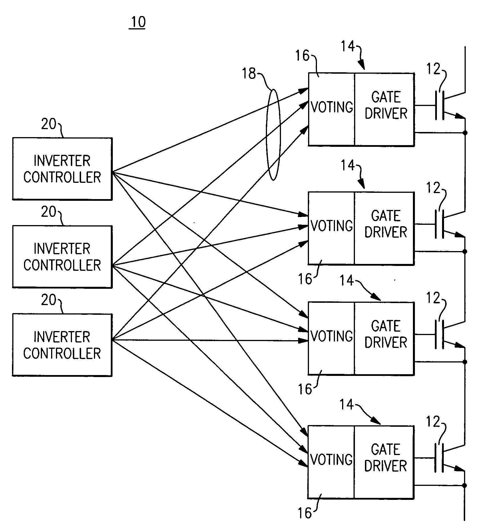 Circuit and topology for very high reliability power electronics system