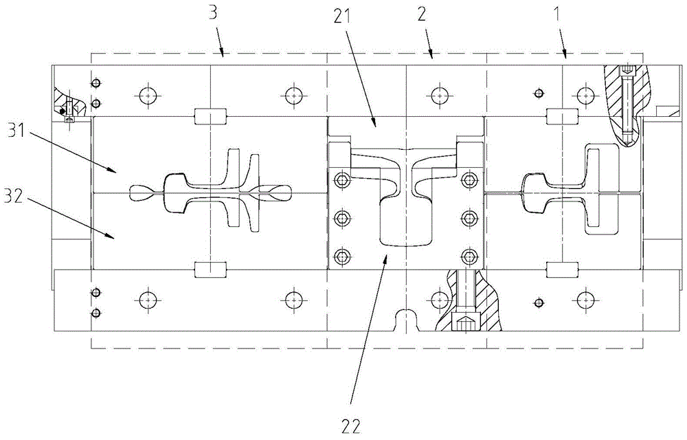 A forging method for the heel end of a rail and the three-station forming die it adopts