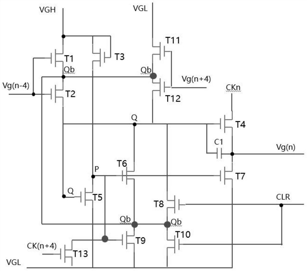 GIP circuit for stabilizing circuit output waveform and driving method thereof