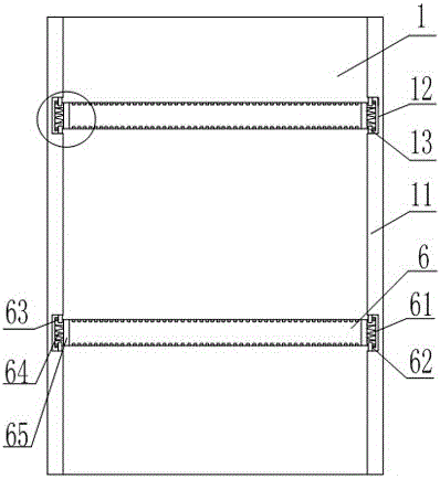 Electrical cabinet with fixed structure at the end of the wire slot