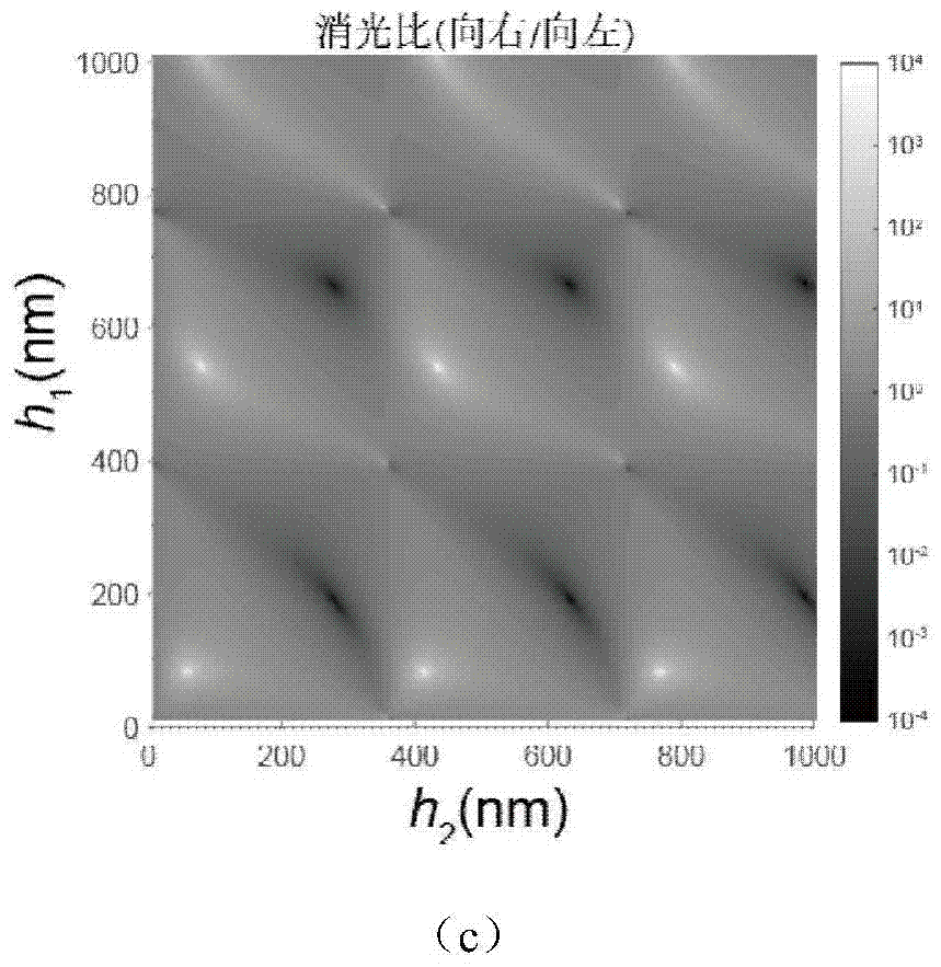 Asymmetric nano-groove structure two-color surface plasmon beam splitter and beam splitting method