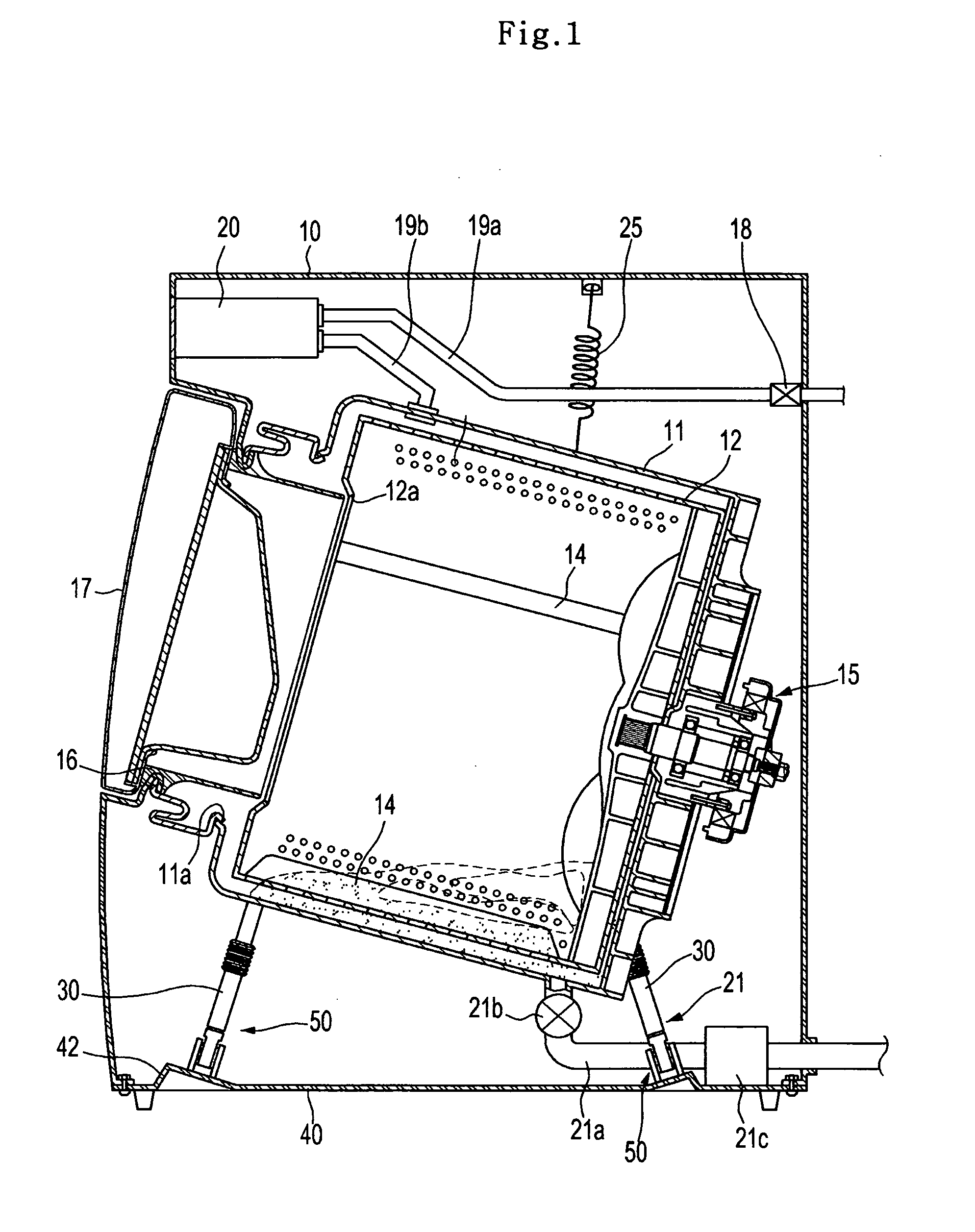 Washing and/or drying machine having a damper connecting structure including a reinforcing portion