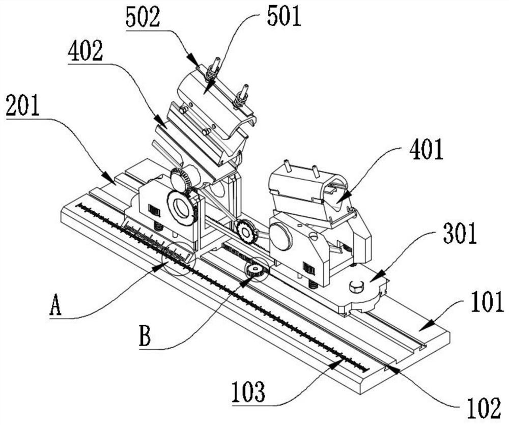 A steel bar bending strength testing device equipped with an automatic guiding mechanism