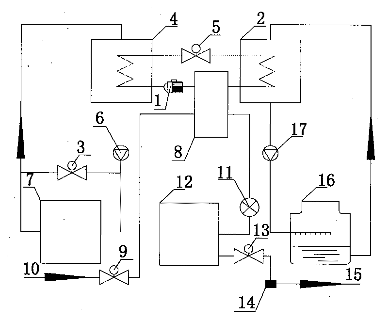 Device for producing drinking water by using recovered waste heat of central air conditioner