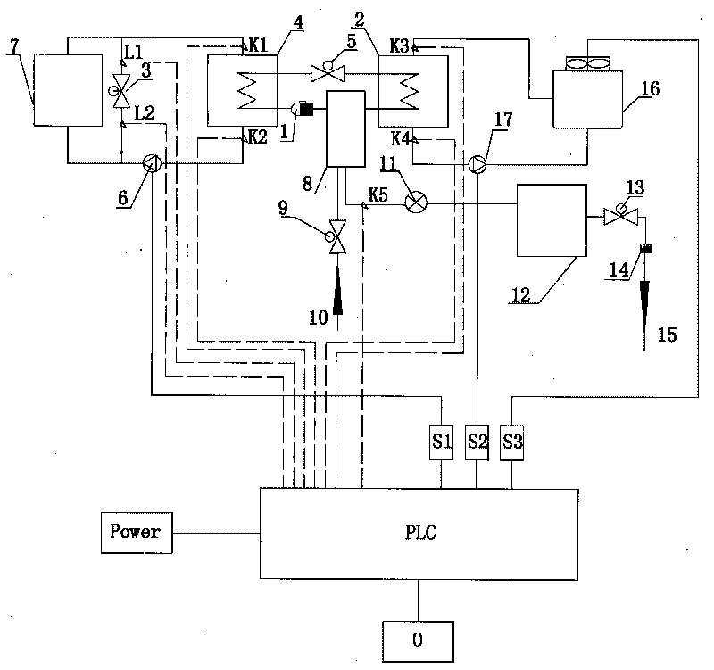 Device for producing drinking water by using recovered waste heat of central air conditioner