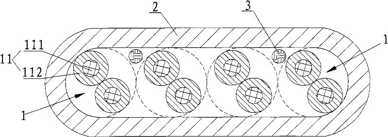 Indoor compressed cable for digital communication and manufacturing method thereof
