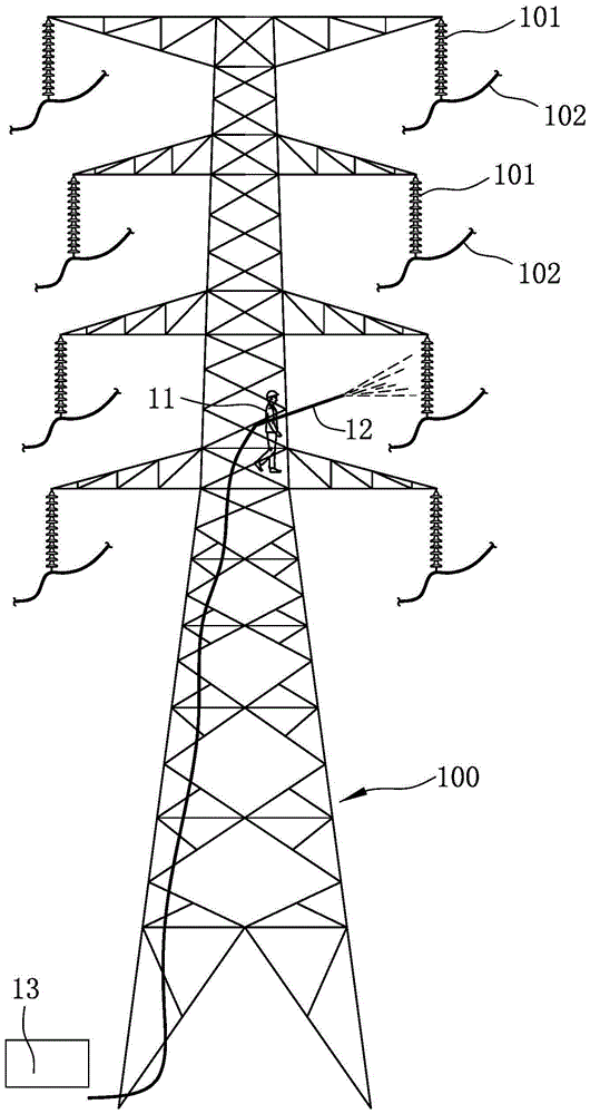 Cleaning device for insulation barriers of transmission towers