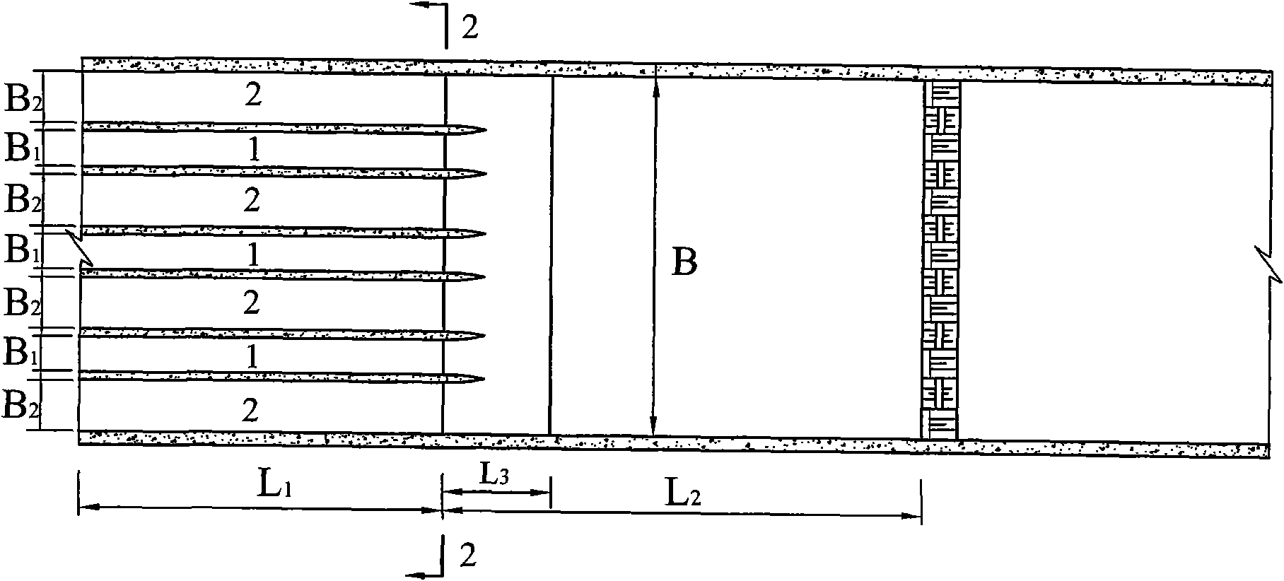 Differential column-splitting inlet energy dissipater