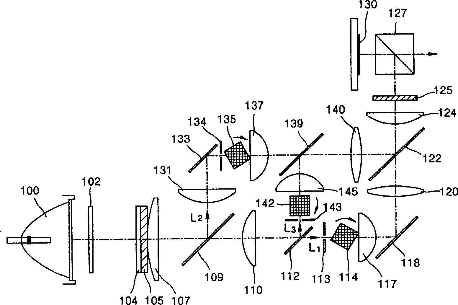 Projection system and method for forming color image