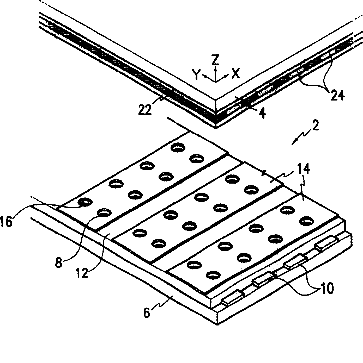 Field emitting display of electronic emitting source including forming multilayer structure