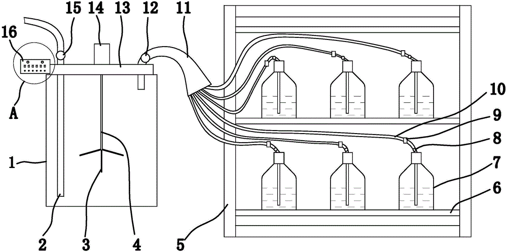 Device for mixing dyeing material solution