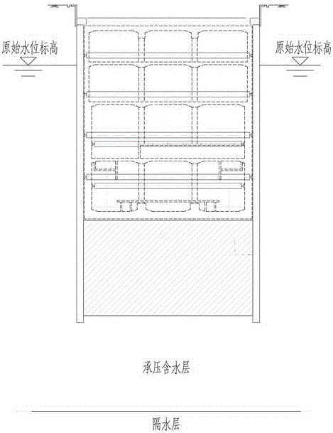 Strongly-permeable stratum deep foundation pit bottom sealing water stopping structure and construction method thereof