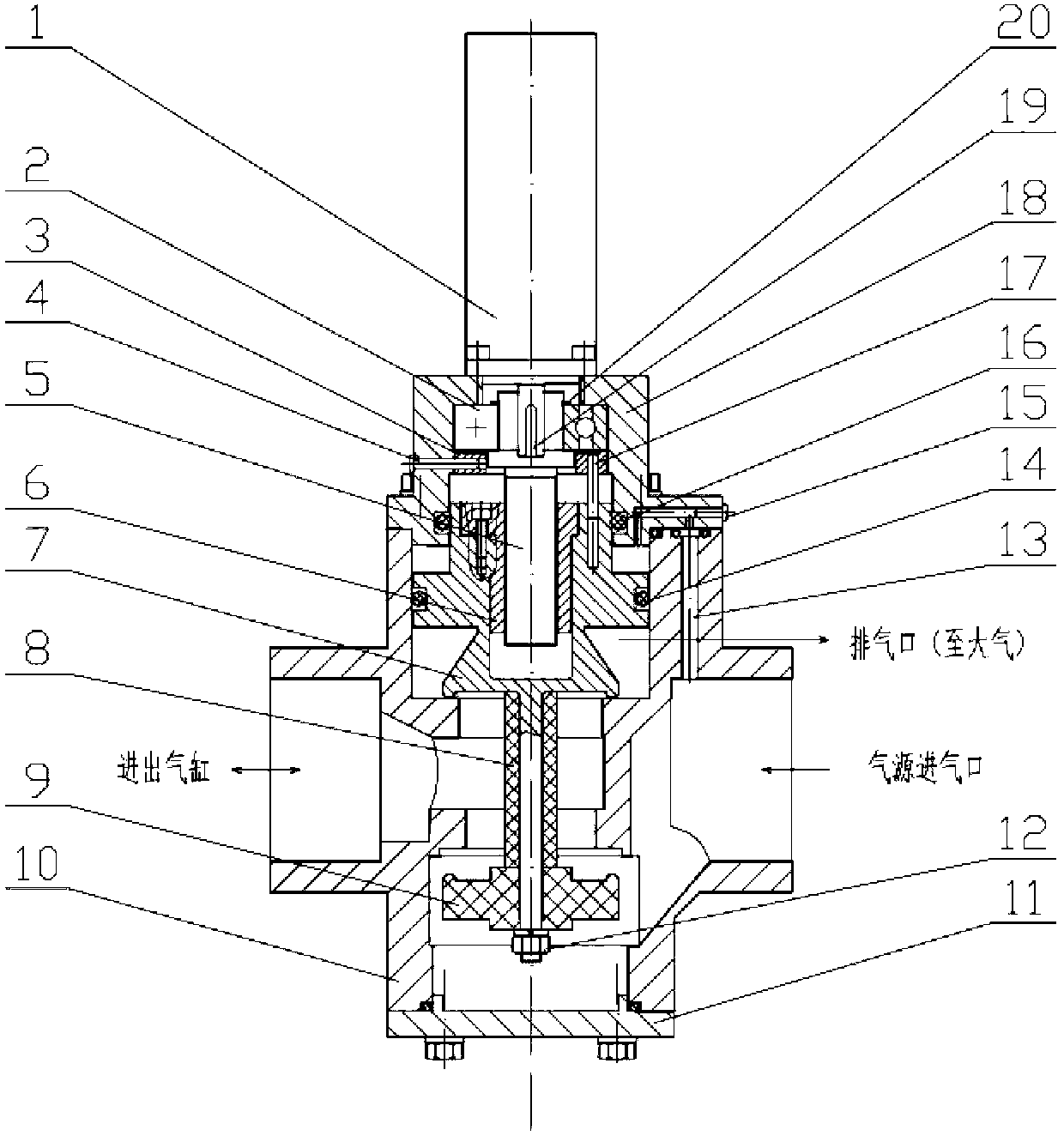 Large-diameter proportional pneumatic valve directly driven by alternating-current servo motor