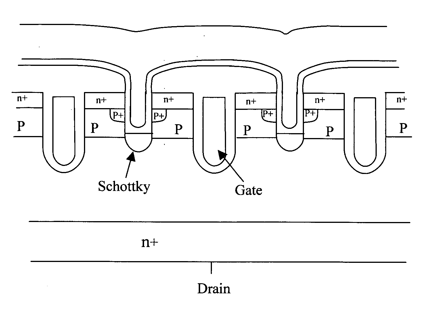 Enhancing Schottky breakdown voltage (BV) without affecting an integrated MOSFET-Schottky device layout