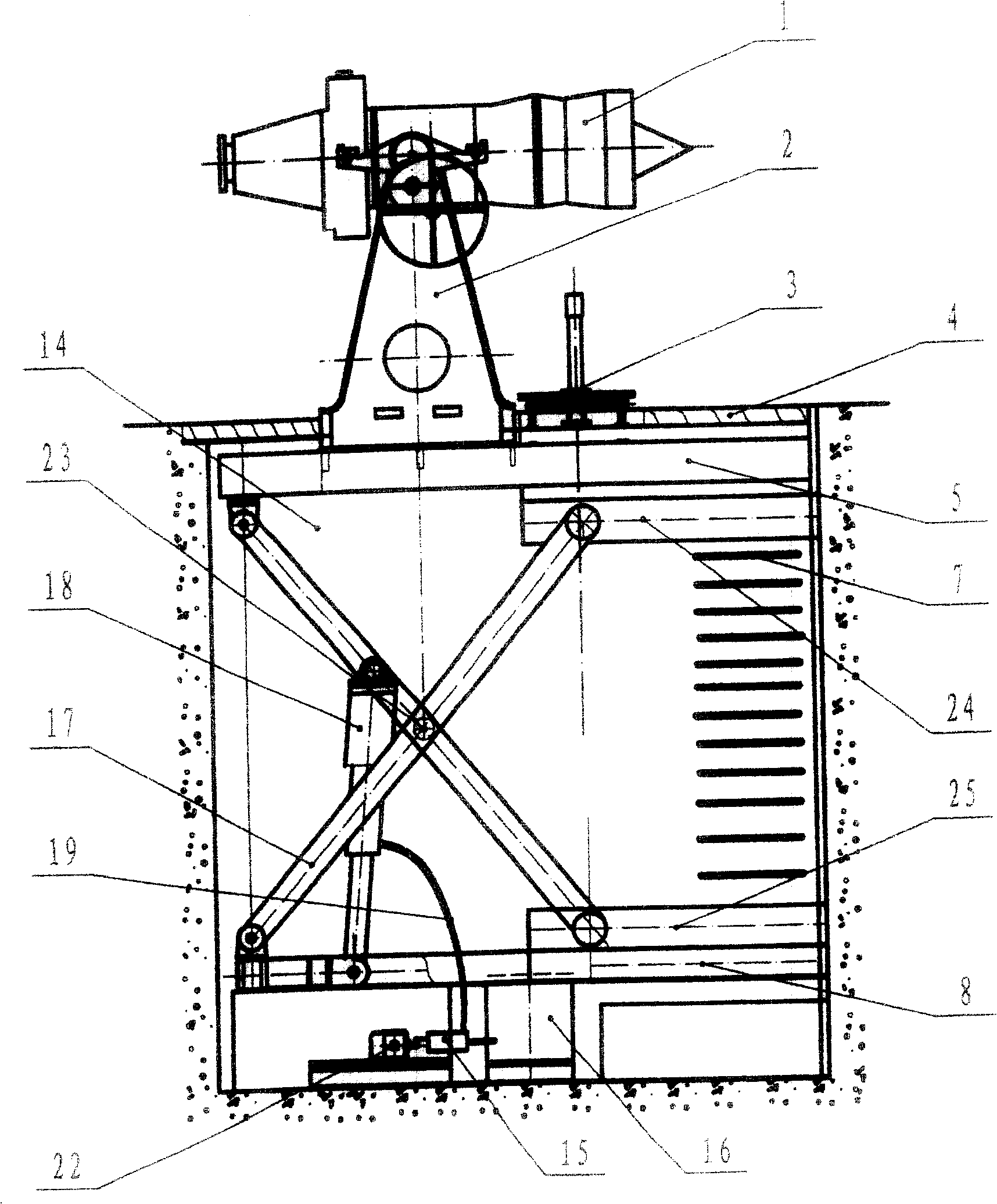 Rise and fall assembly rack for engine