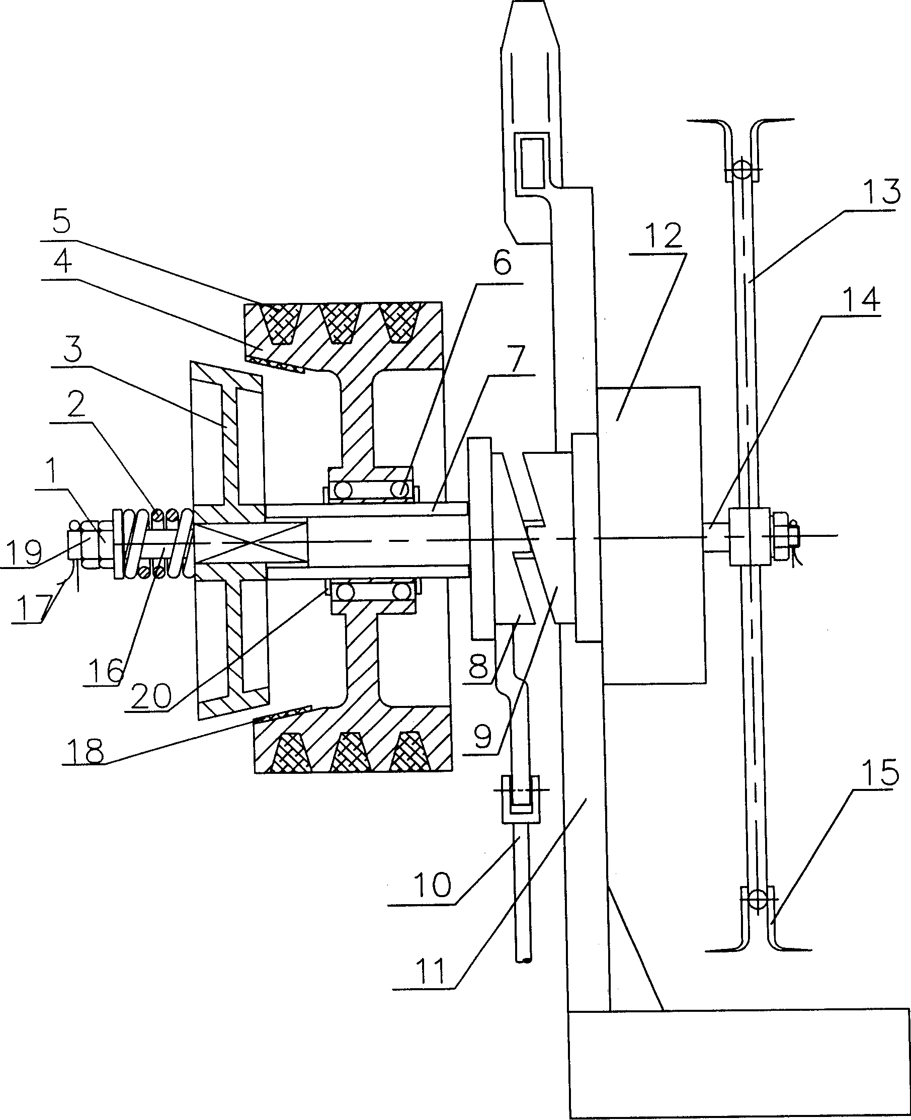 Field furrower adopting cone disk clutch