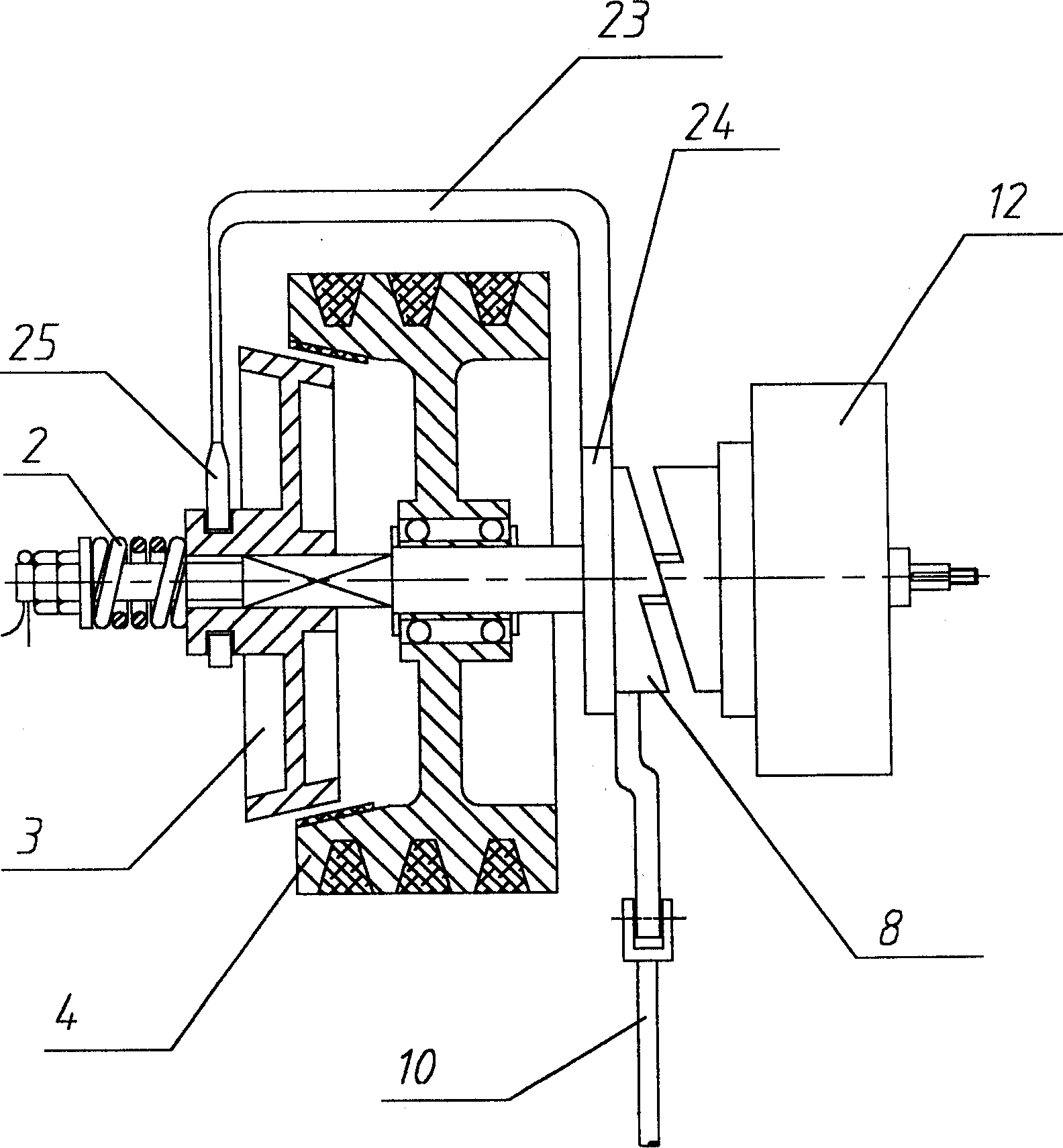 Field furrower adopting cone disk clutch