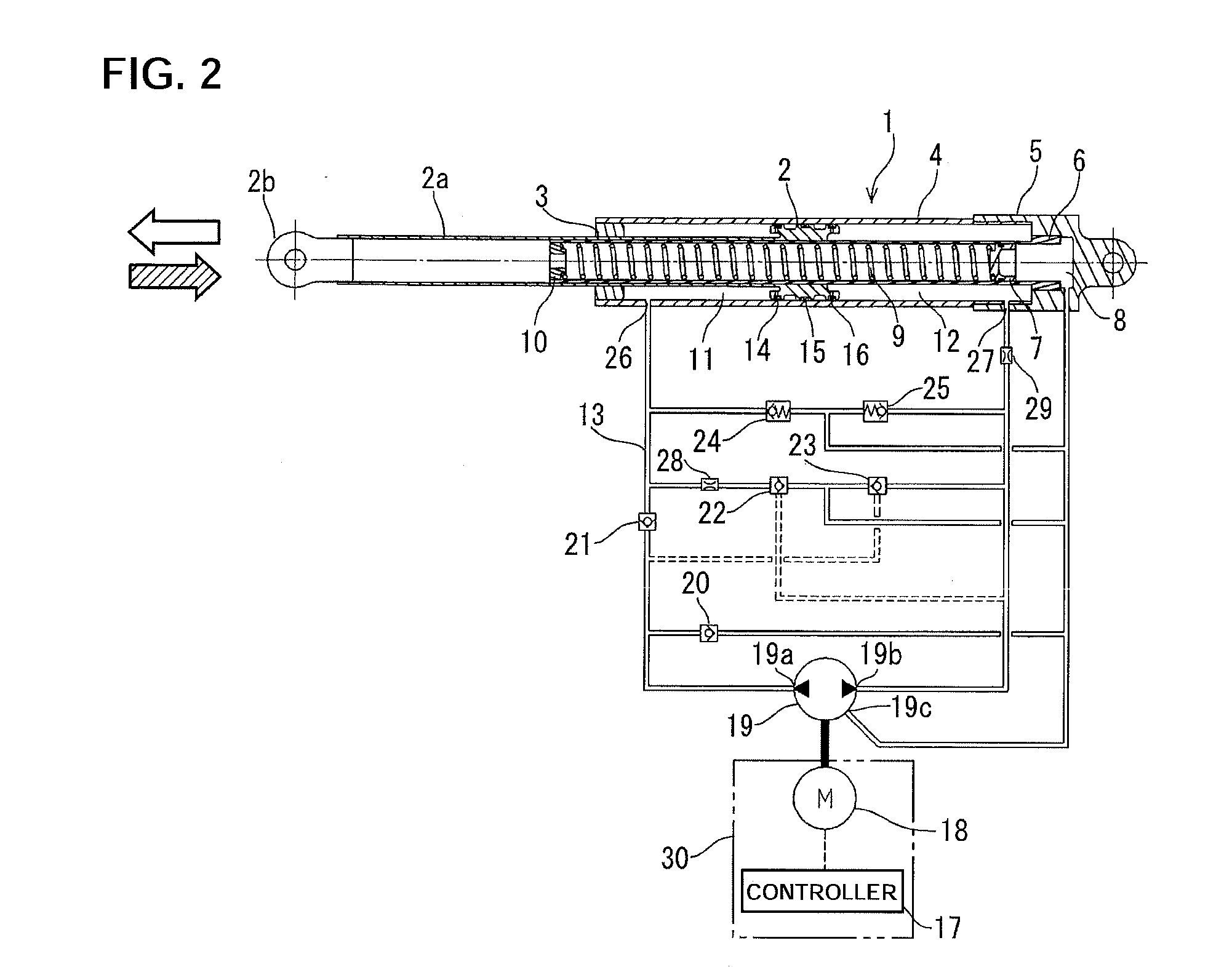 Electro-hydrostatic actuator excellent in snubbing characteristic, and drive device used for the same, and control method used for the same