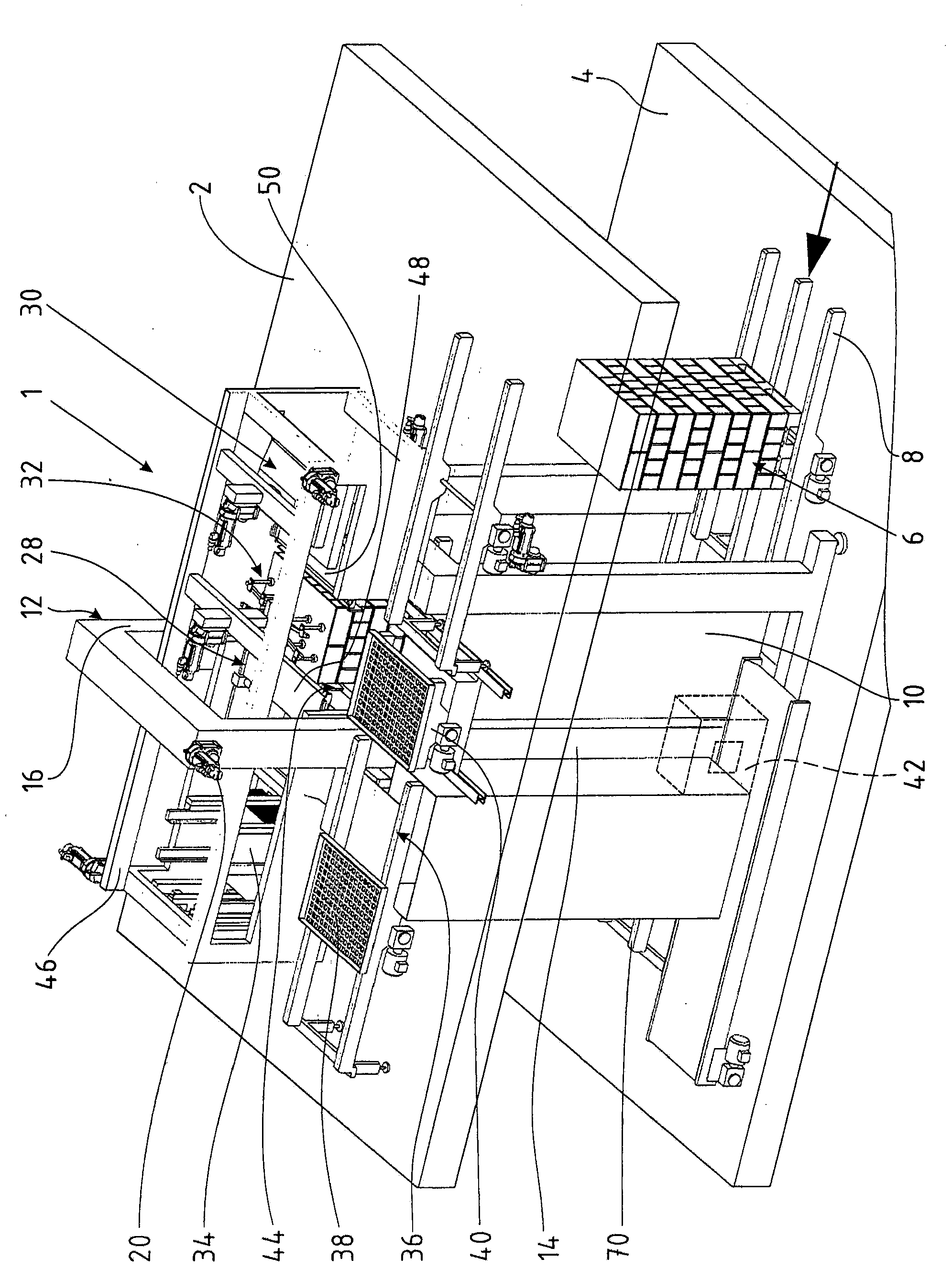 Depalletizing system and removal unit