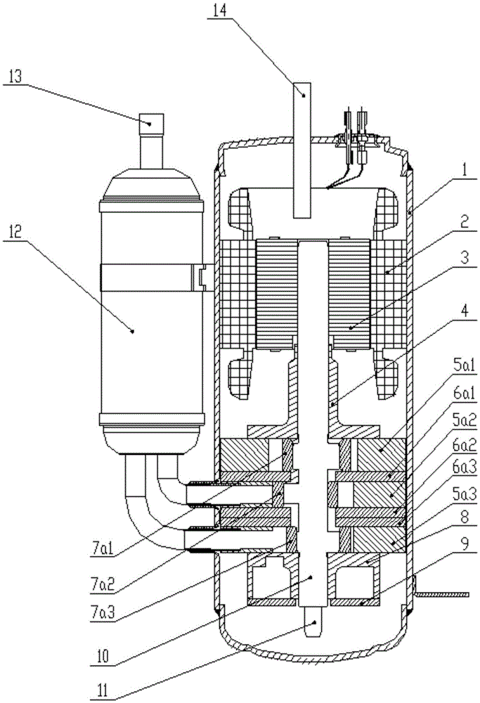 Rolling rotor compressor and air conditioner having same