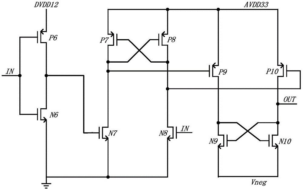 Negative voltage level converting circuit inhibiting DC path