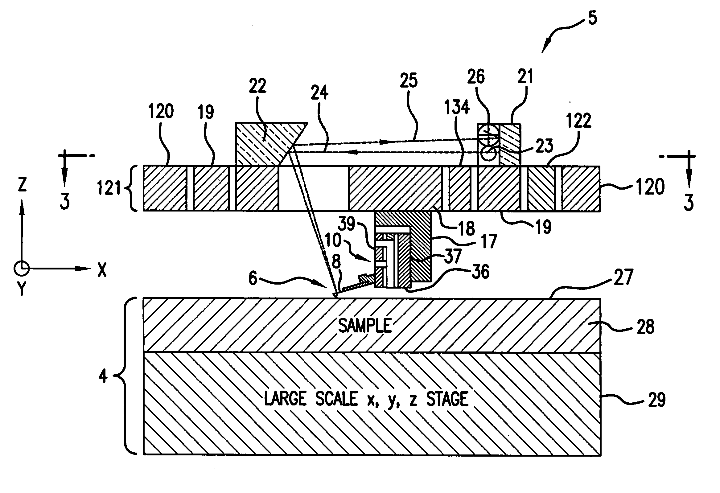 Scanning probe microscope using a surface drive actuator to position the scanning tip