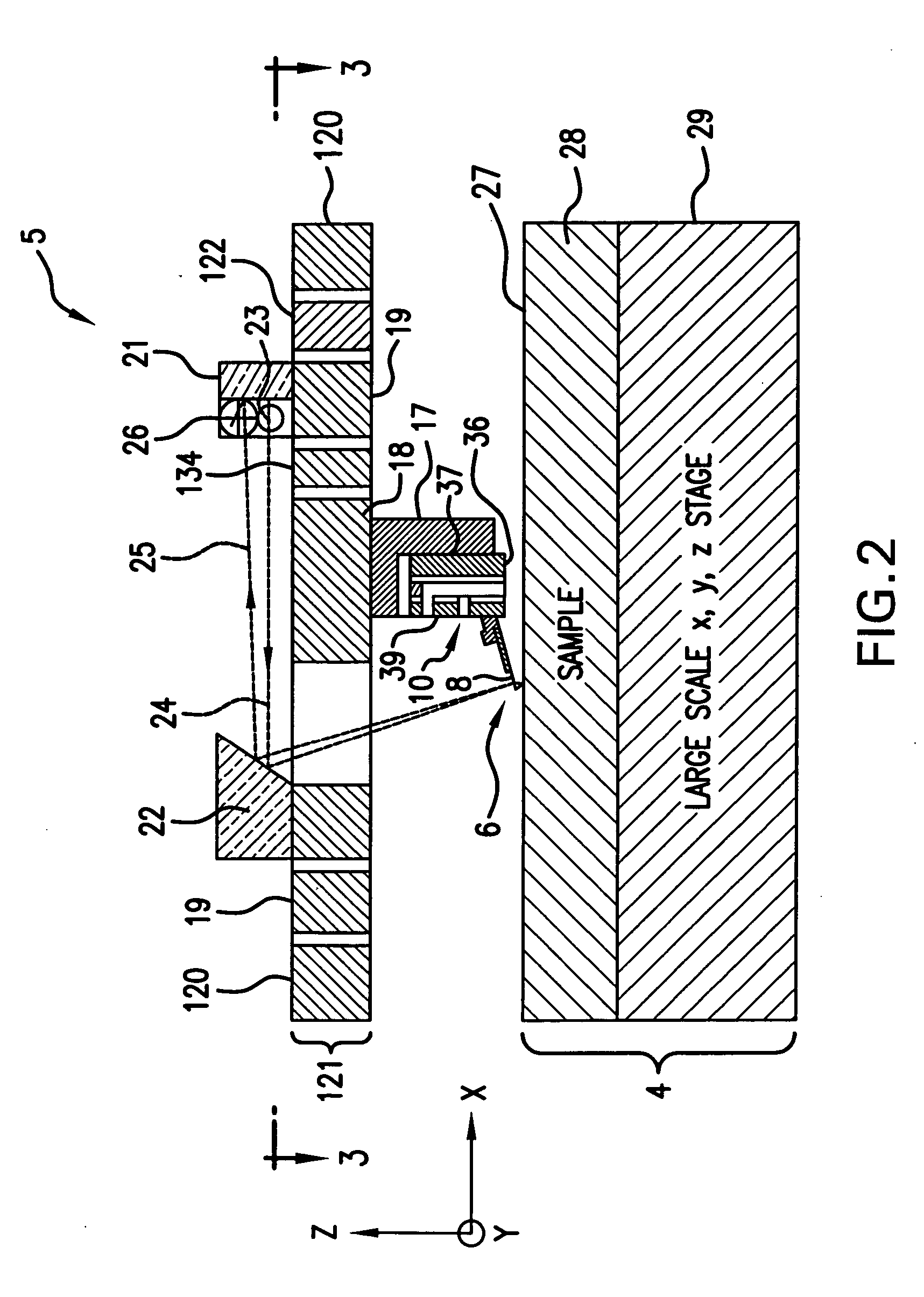 Scanning probe microscope using a surface drive actuator to position the scanning tip