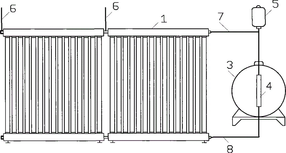 Secondary natural circulation solar water heater with floor-type water tank and hot water system