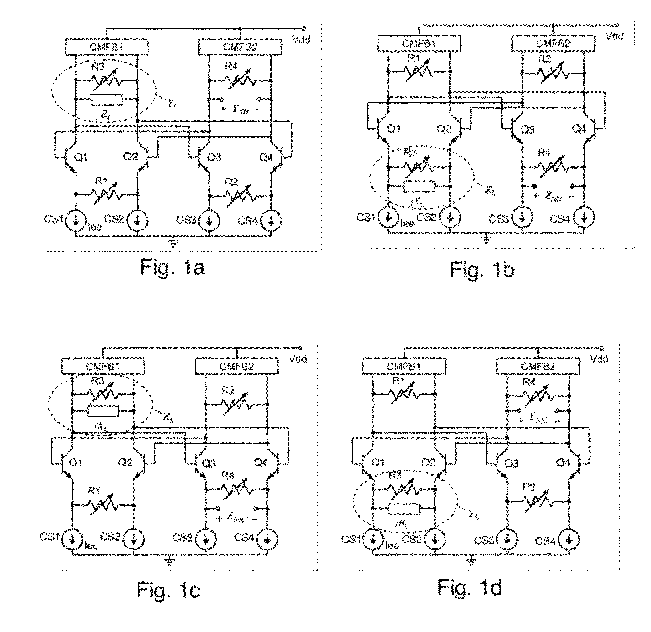 Differential negative impedance converters and inverters with variable or tunable conversion ratios
