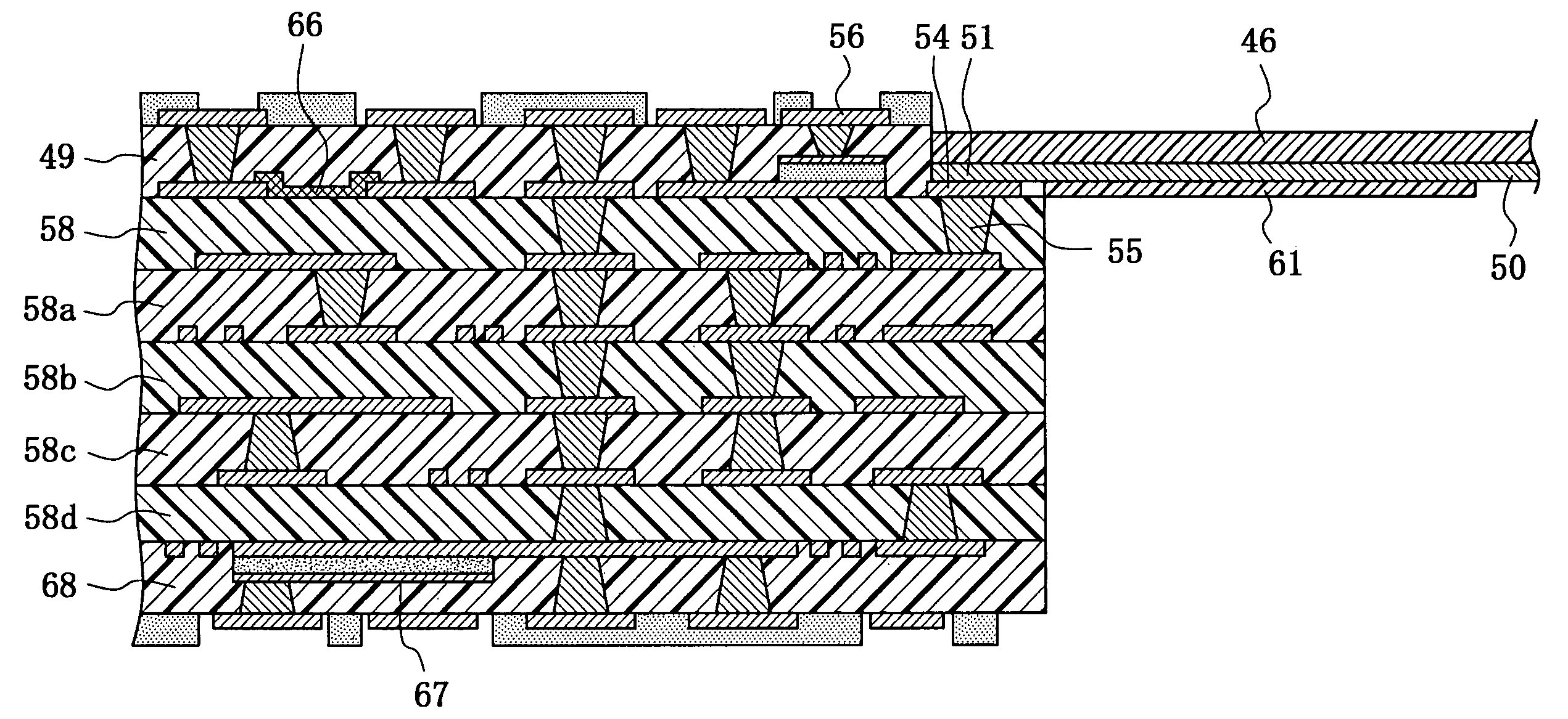 Rigid-flex wiring board and method for producing same