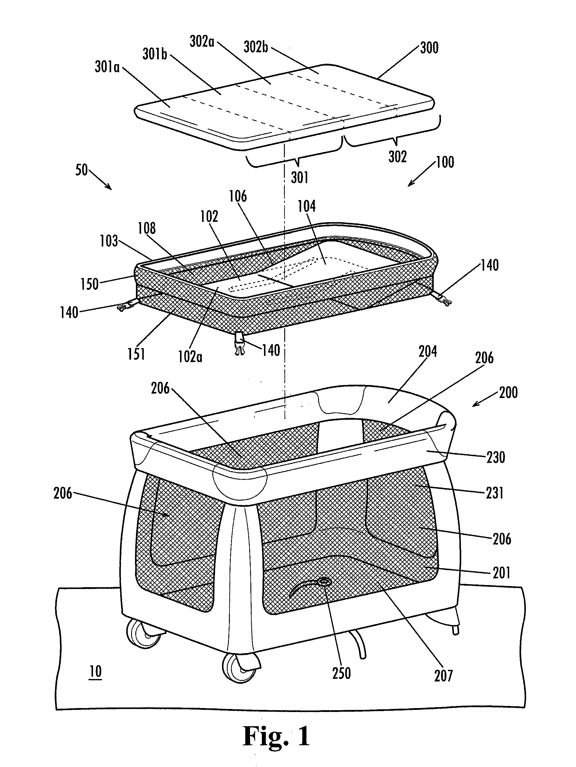 Play yard and bassinet assembly