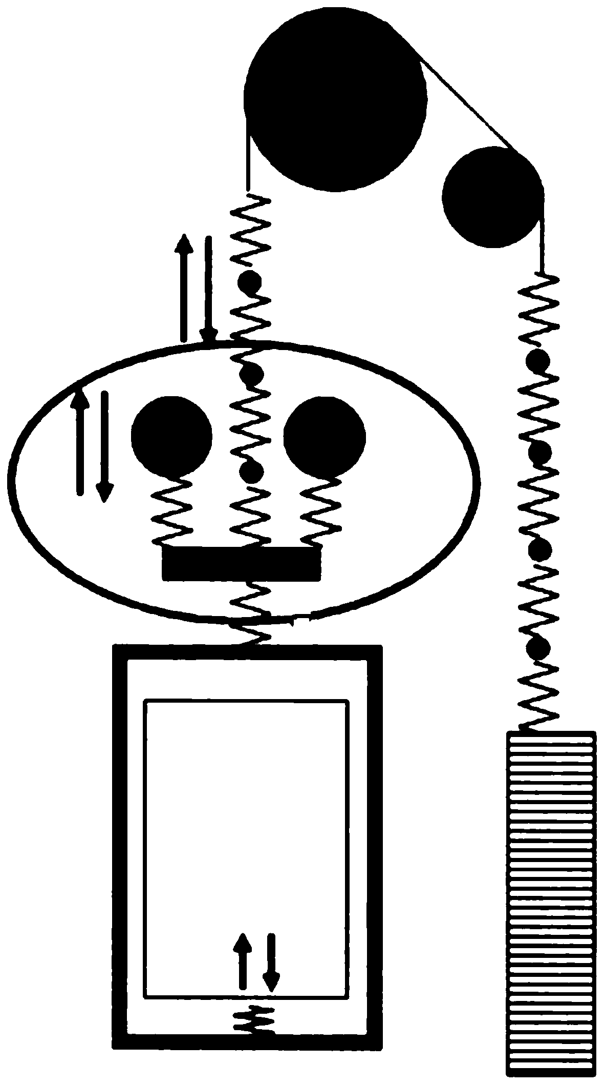 A vertical elevator with a shock-absorbing structure