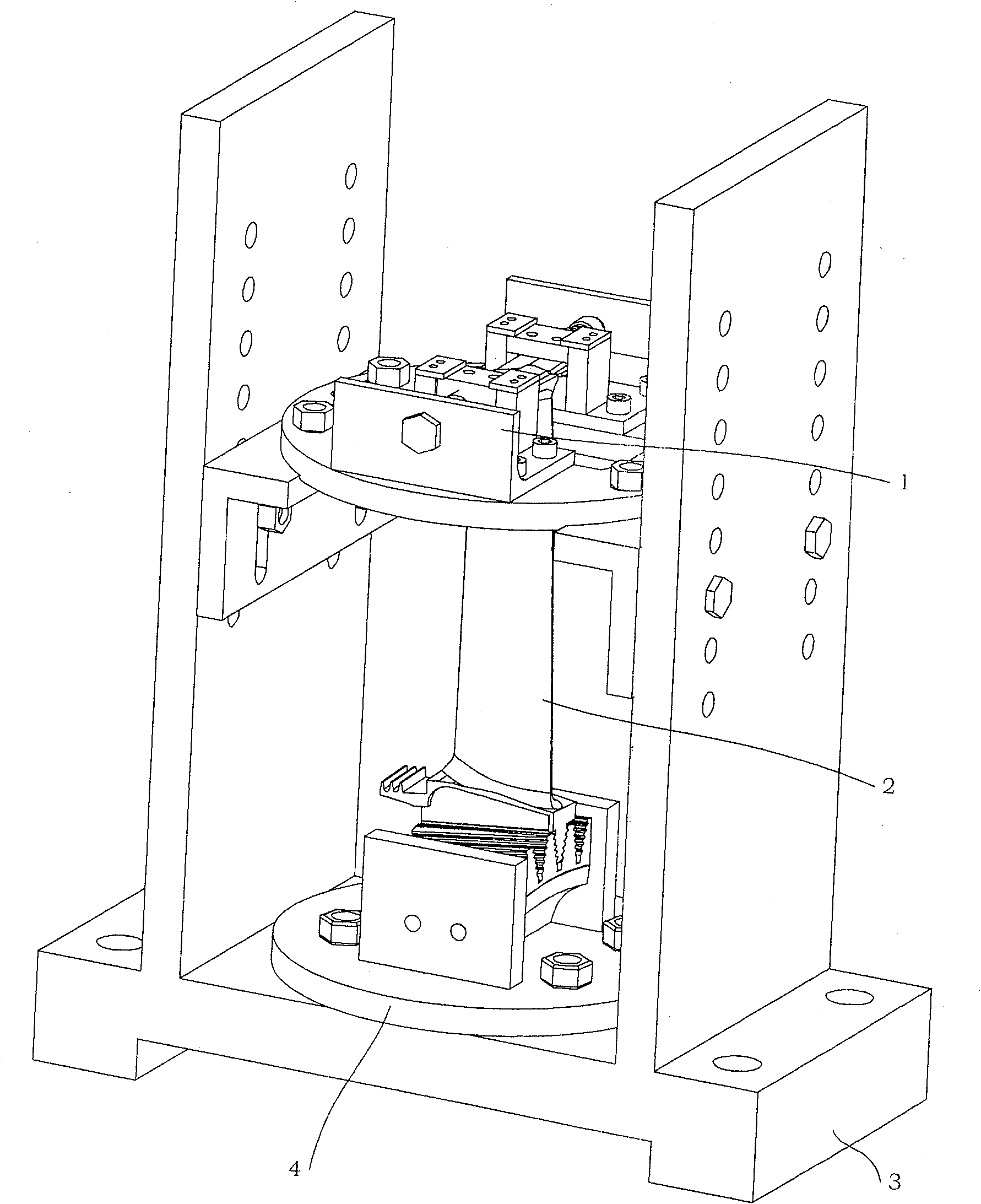 Vibration damping test device possessing dry damping structure vane