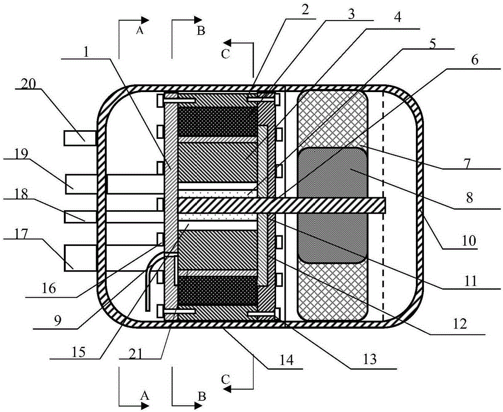 Horizontal totally-closed three-stage compression rotary compressor