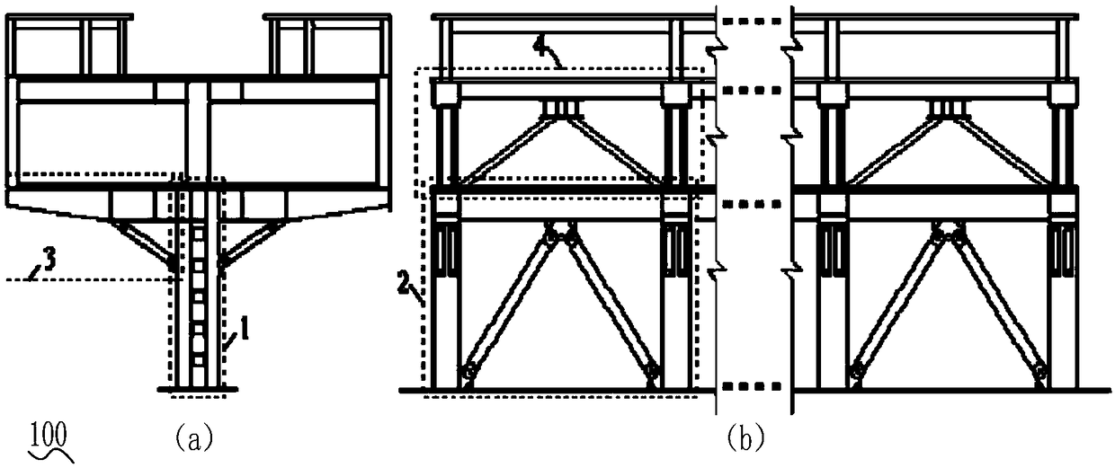 Energy dissipation body structure of elevated single-column station