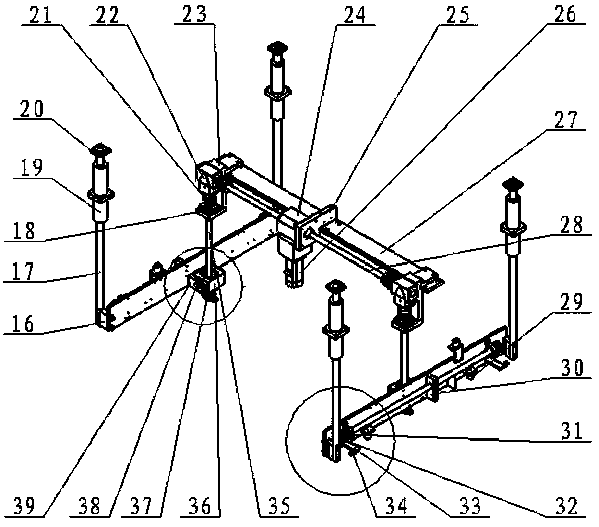 Screen frame lifting device for printing machine