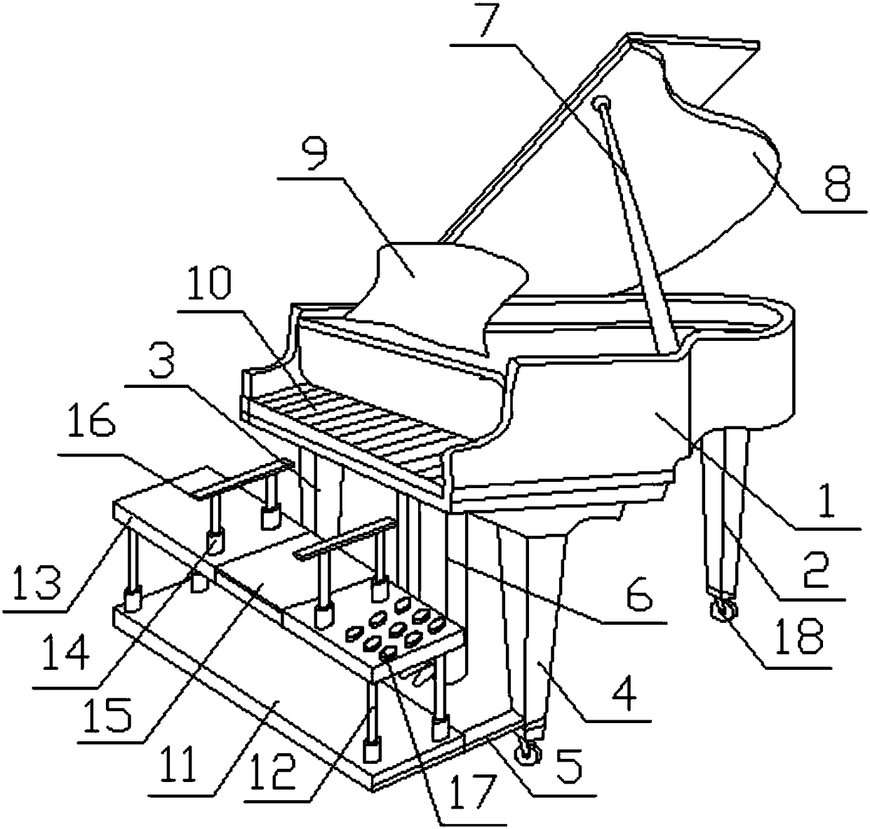 Piano seat with massaging function