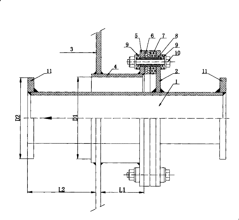 Smoke exhaust pipe penetration method