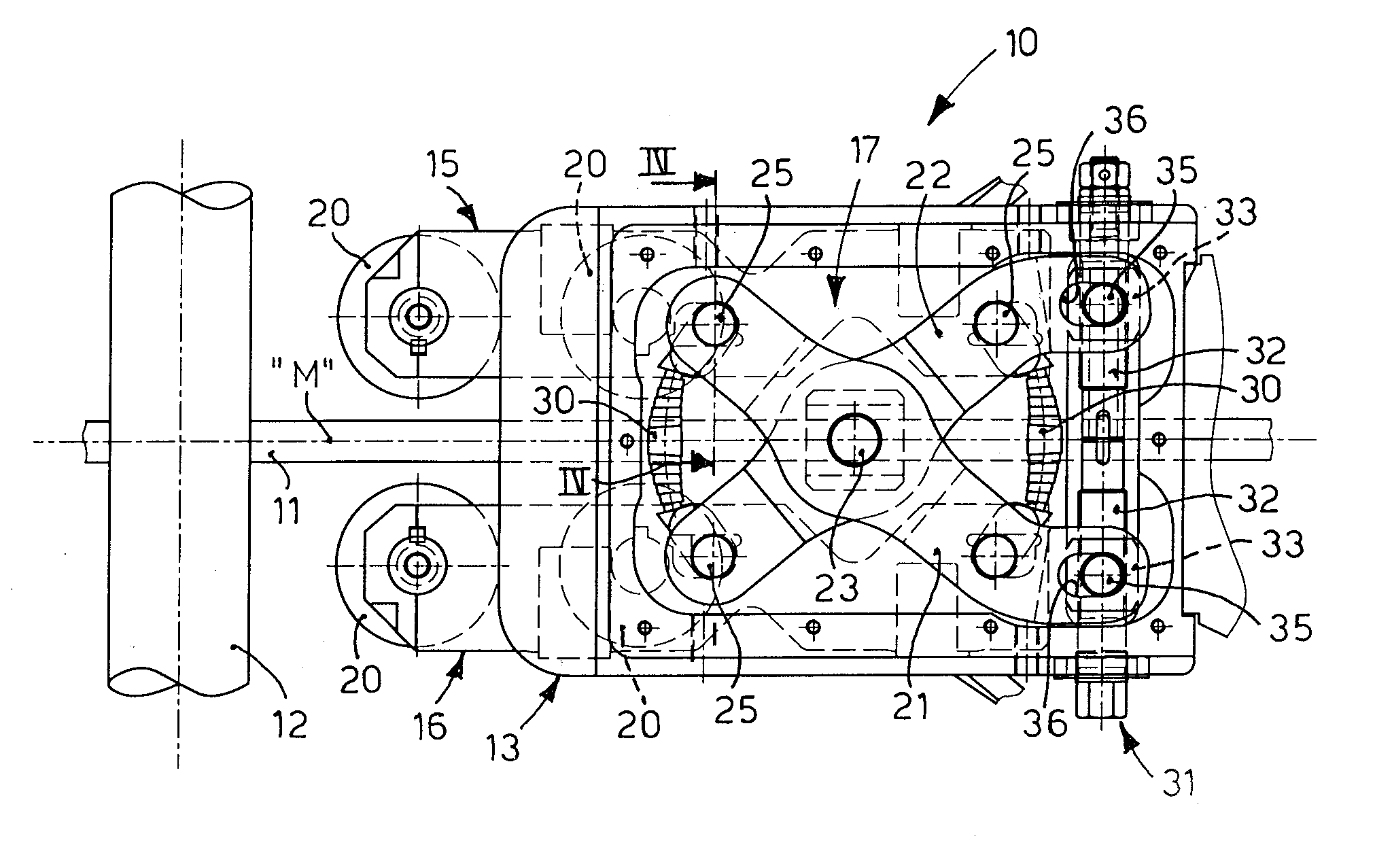 Adjustment device for guide rollers and relative adjustment method