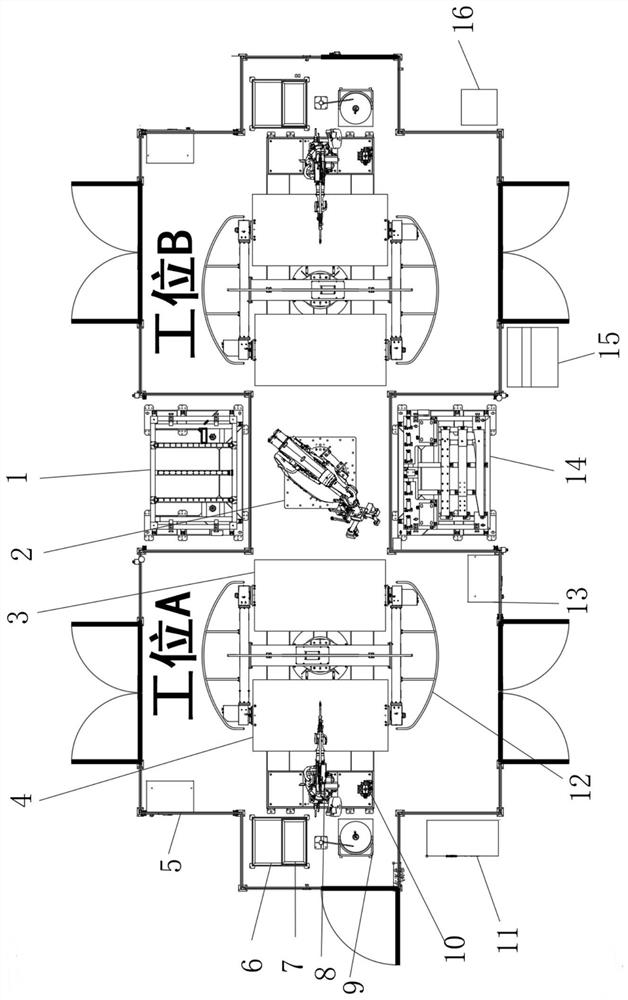 Automatic welding clamp for steel box bridge engineering