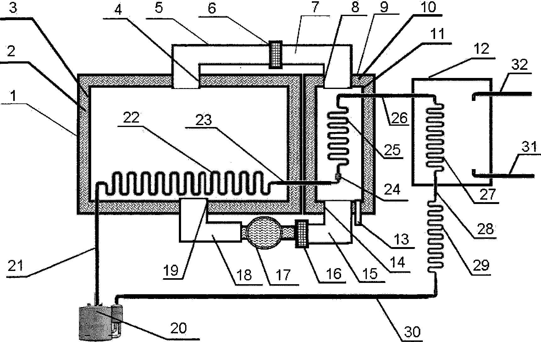 Waste heat cyclic utilization type high-efficiency energy-saving drying machine