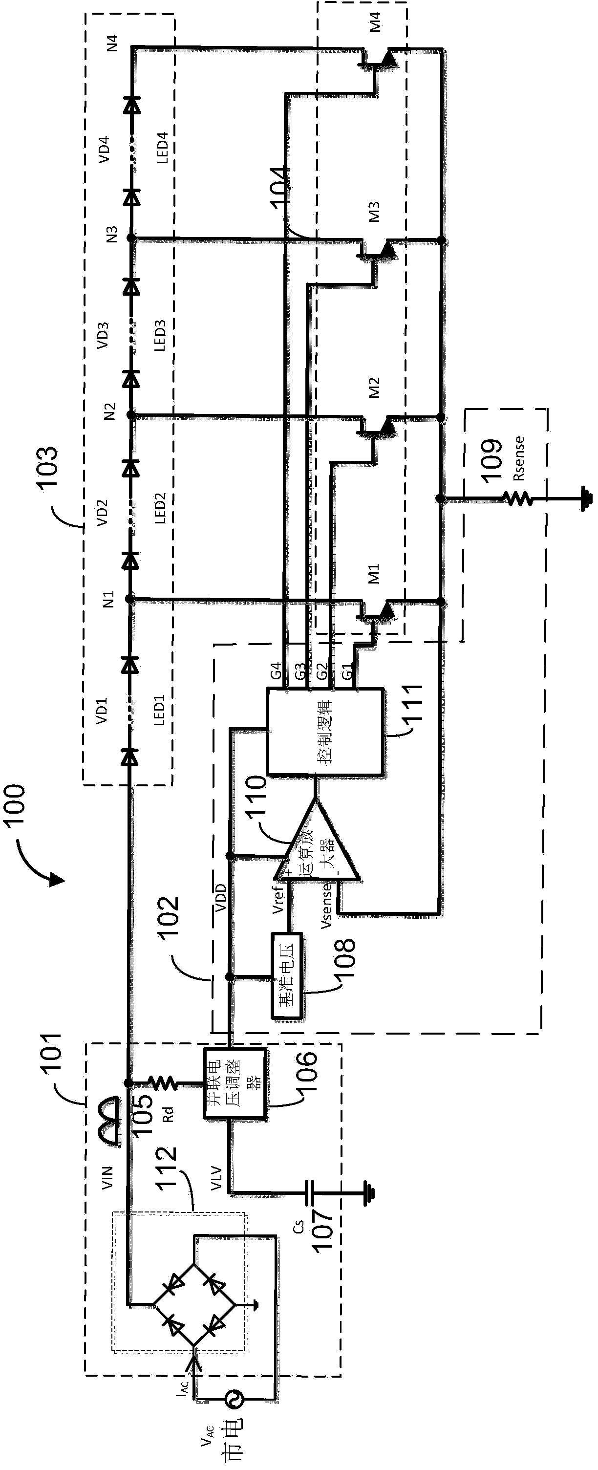 Multi-channel light-emitting diode (LED) linear driver
