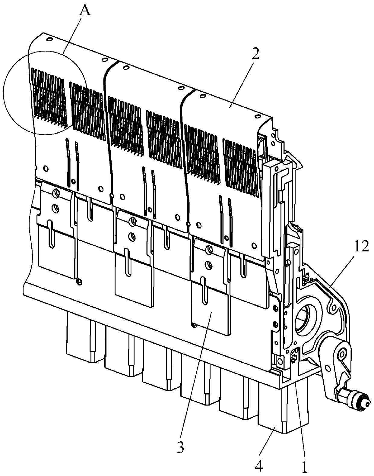 Fabric pull-down devices for computerized flat knitting machine