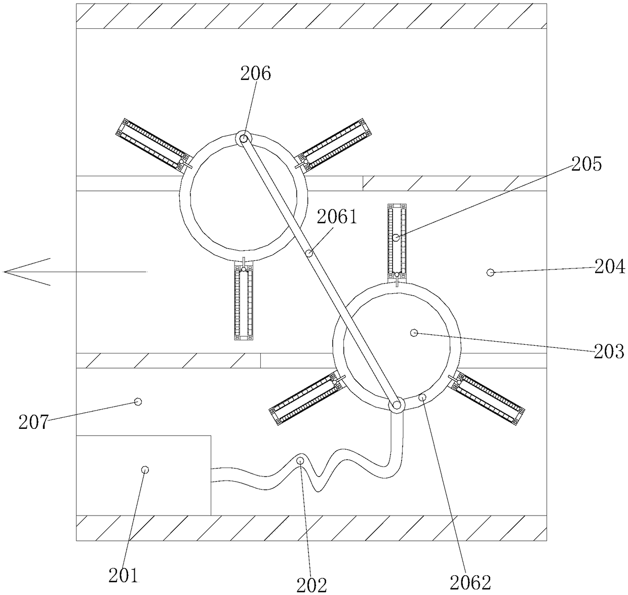 Ship ballast water discharge device with double-rotating electrolytic organism and anti-species-migration function