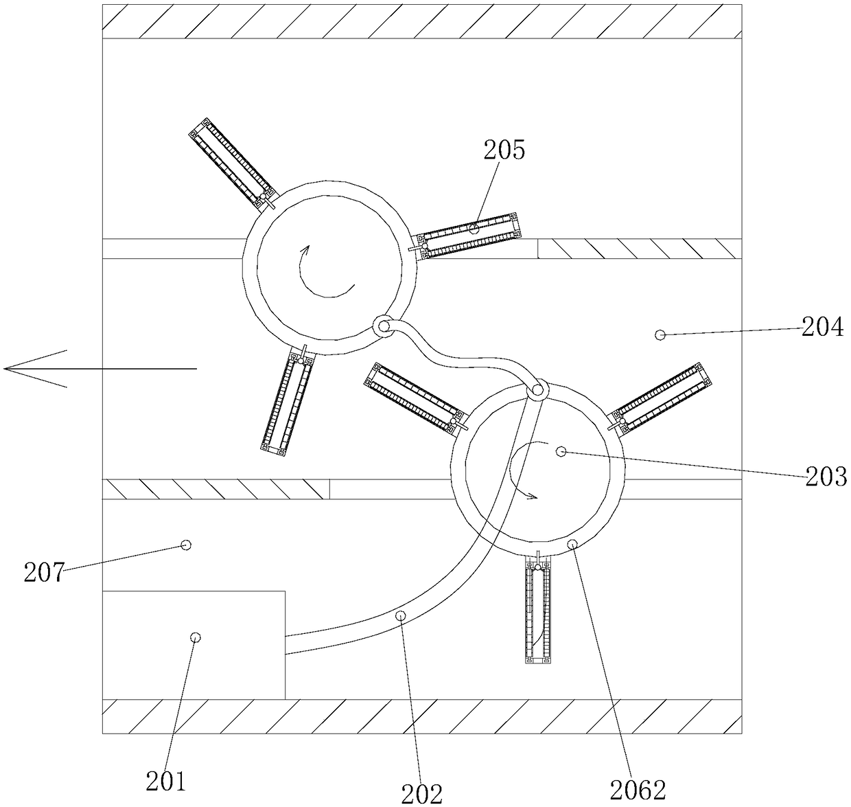 Ship ballast water discharge device with double-rotating electrolytic organism and anti-species-migration function