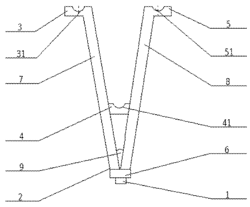 Conductor support frame for mechanical vibrating deicing of three-bundle conductor