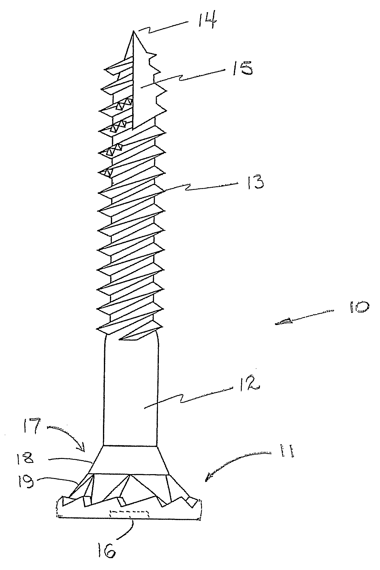 Self-Counter-Sinking Screw with Circumferential Cutters