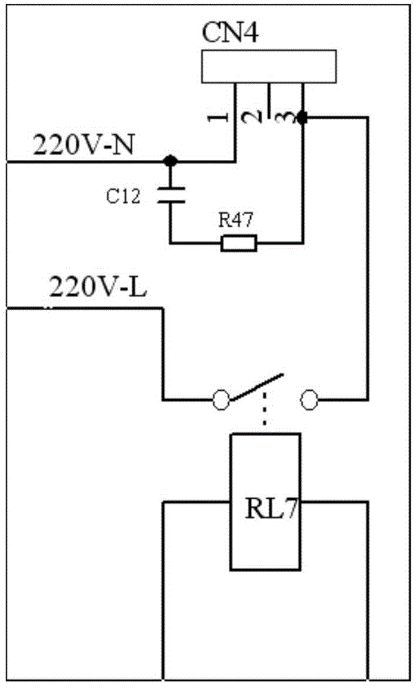 Control device for switching on and switching off relay and air conditioner