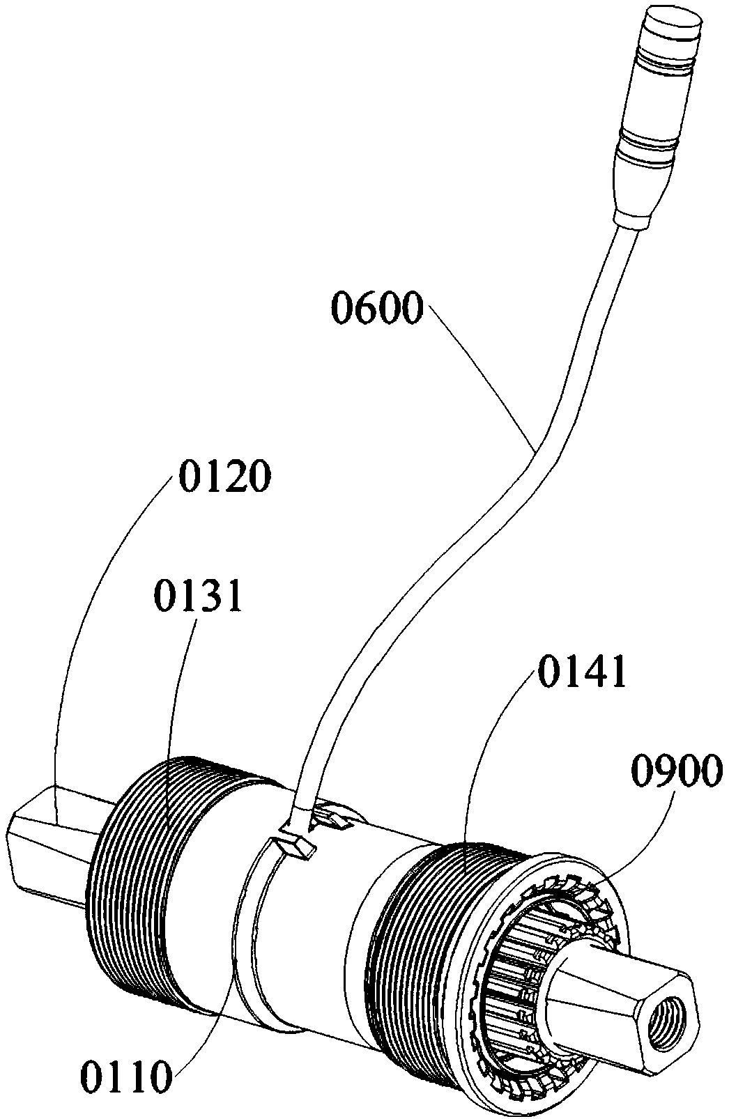 Inverse-magnetostrictive central axle torque sensor